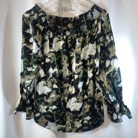Patricia Luca Off The Shoulder Long Sleeve Lightweight Top Sz Sm New - Picture 3 of 8
